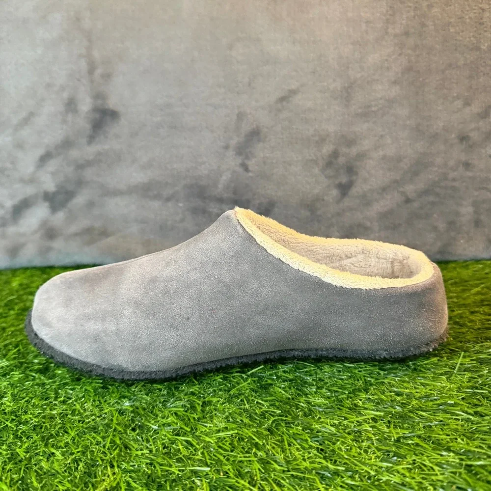 Sorel Kids Lanner Ridge II Gray Suede Shearling Lined Clog Slippers Youth Size 5